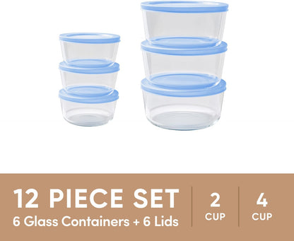 6-Piece Glass Food Storage Containers Set (3 Containers + 3 BPA-Free Lids) | 2-Cup, Leakproof | Microwave, Freezer, Oven & Dishwasher Safe | Ideal for Meal Prep & Pantry Organization, Pistachio