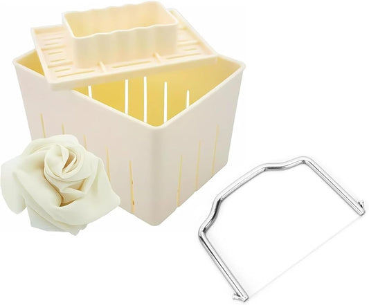 Plastic Tofu Press DIY Tofu Maker Kit with Cheesecloth and Slicer Kitchen Tool Tofu Mold