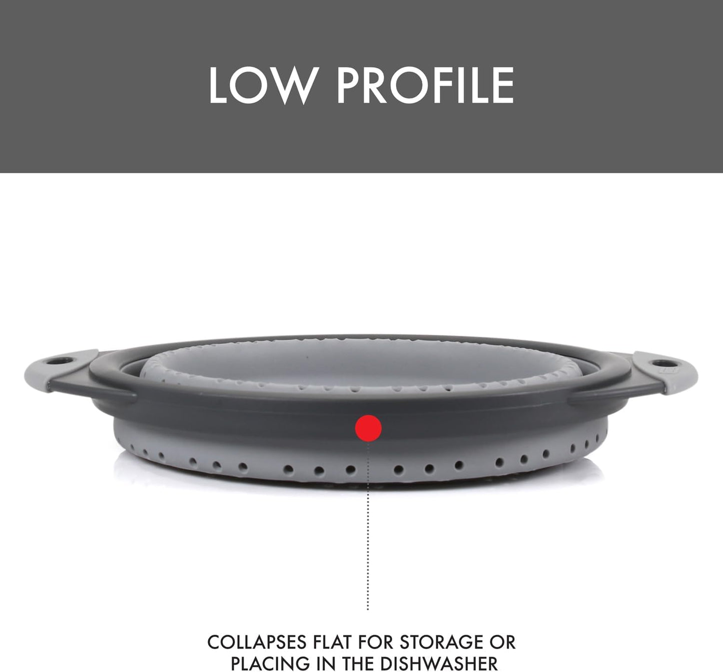 Dexas 10" Collapsible Silicone Colander in Cream, Kitchen Strainer with Handles, 15.1 Cup Capacity | BPA-Free, Heat-Resistant, Space-Saving Kitchen Tool