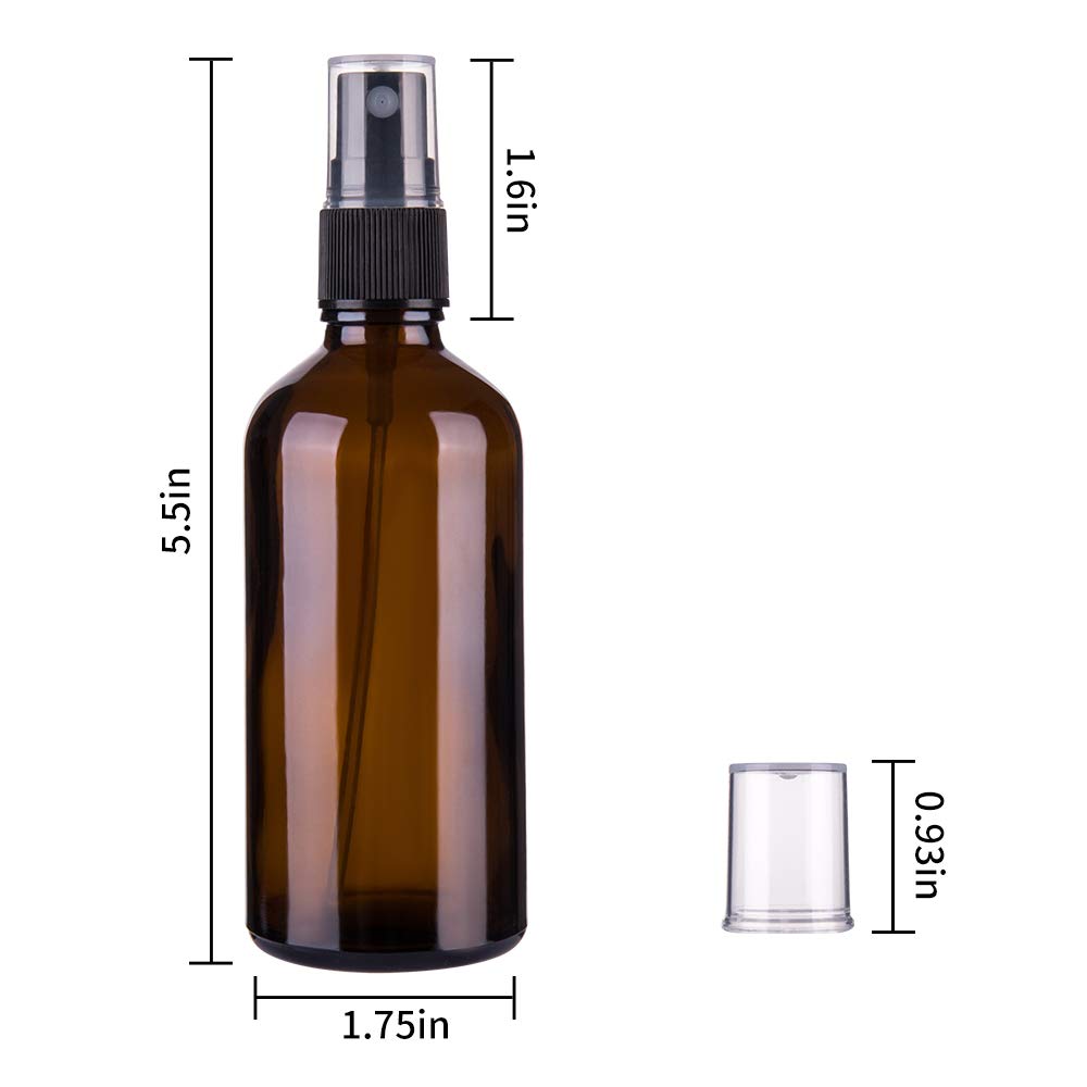 Hydior Amber Glass Spray Bottles for Essential Oils, 4oz, 2 Pack