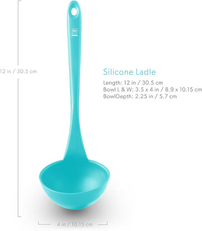 DI ORO Silicone Ladle - Soup & Serving, 600F Heat Resistant, Black