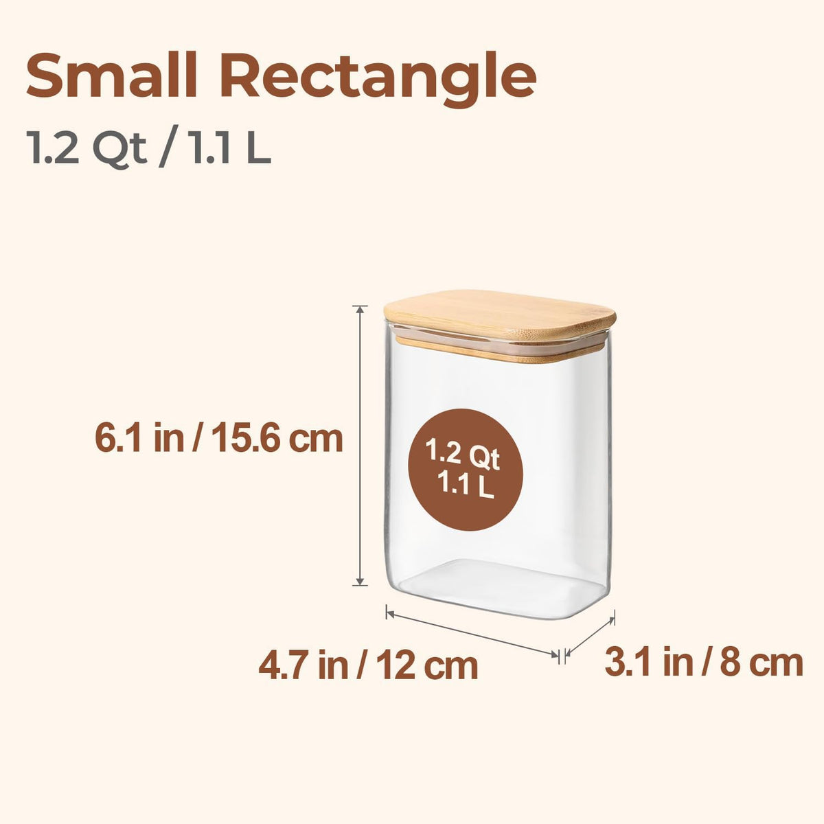 ComSaf Glass Storage Containers With Lids 6-Pack (0.7qt/1.2qt/1.6qt), Glass Pantry Storage Containers, Rectangular Glass Jars With Lid, Glass Canisters For Kitchen Flour Cereal Sugar Tea Coffee Bean