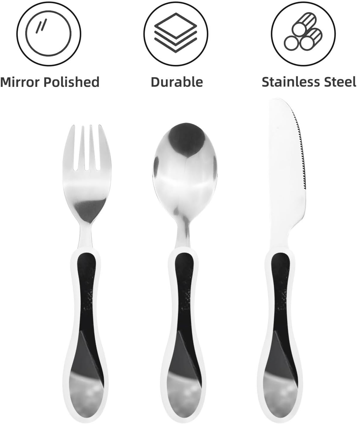 3-Piece Kids Silverware Set With Storage Case, Stainless Steel Reusable Children Safe Knife Spoon Fork Set Blue Eyed Dog Children Flatware Set For Kids Lunch Box