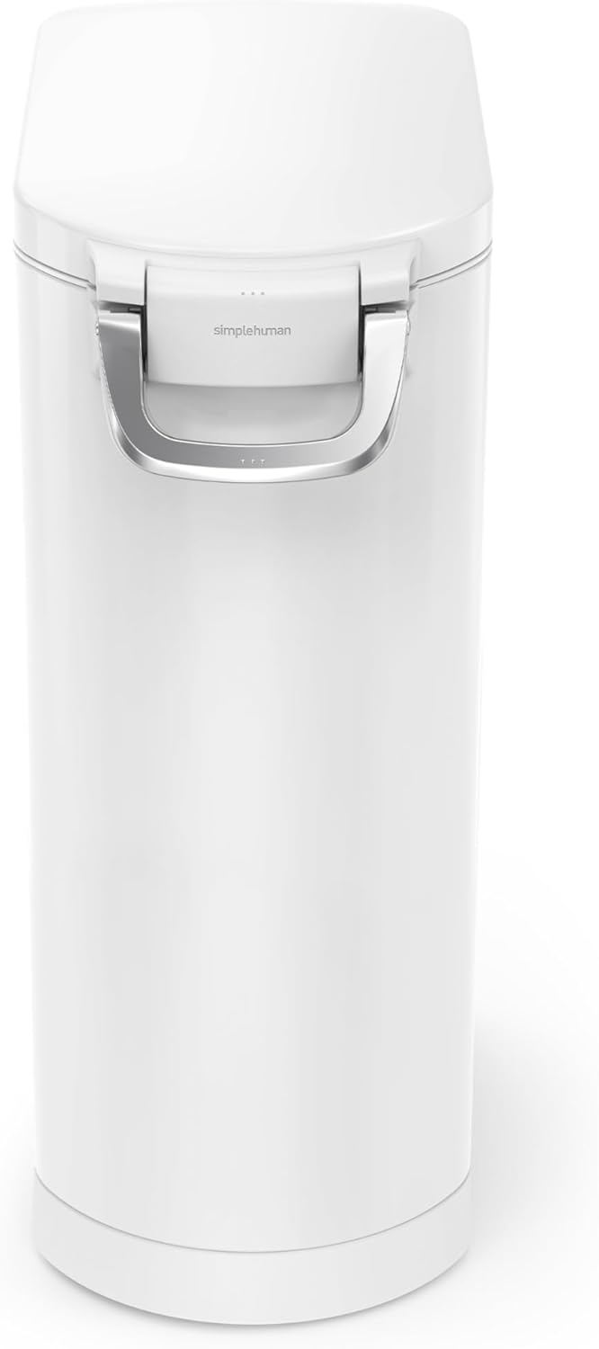 simplehuman 25 Liter, 27 lb / 12.2 kg Medium Pet Food Storage Container for Dog Food, Cat Food, and Bird Feed, Alloy Steel, Matte Black