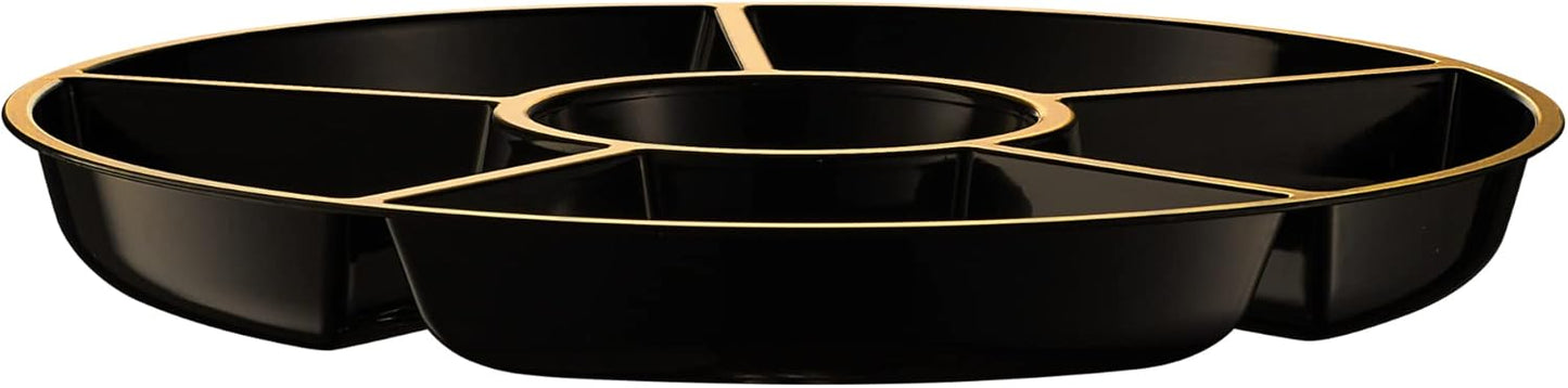 Plasticpro 6 Sectional Round Plastic Serving Tray/Platter (4, Clear)