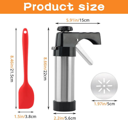 Cookie Press Gun Kit Stainless Steel Spritz Cookie Press Kit