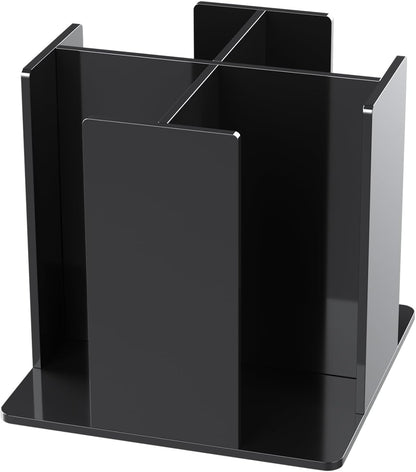KOTEMON Cup and Lid Holder, 4 Compartment, Square | Rotating Coffee Cup Dispenser Lid Carousel for Restaurant, Buffet, Coffee Station, Bar, Countertop, Clear Acrylic