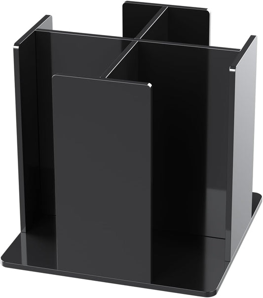 KOTEMON Cup and Lid Holder, 4 Compartment, Square | Rotating Coffee Cup Dispenser Lid Carousel for Restaurant, Buffet, Coffee Station, Bar, Countertop, Clear Acrylic