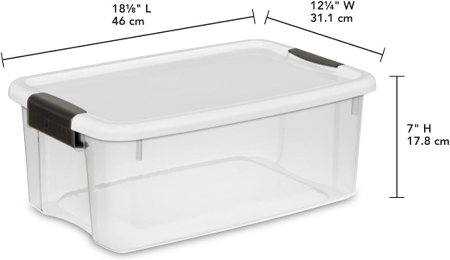 Sterilite 6-Pack Ultra Latching Box, Storage Bins with Lids, Clear Plastic, 18 Qt – Large Heavy-Duty Organizing Bin Containers for Home, Closet, Kitchen, Pantry, Bathroom, and Office
