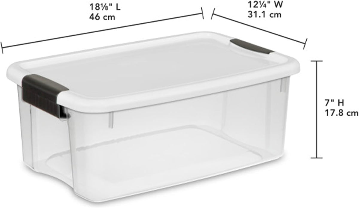 Sterilite 6-Pack Ultra Latching Box, Storage Bins with Lids, Clear Plastic, 18 Qt – Large Heavy-Duty Organizing Bin Containers for Home, Closet, Kitchen, Pantry, Bathroom, and Office
