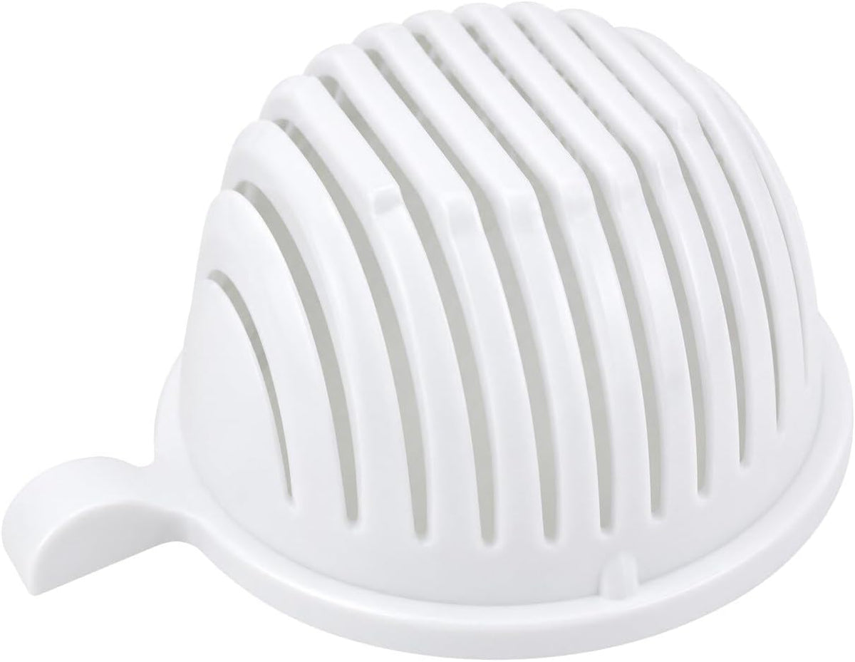 Salad Chopper Bowl with Slits, Fruit Vegetable Cutter, White