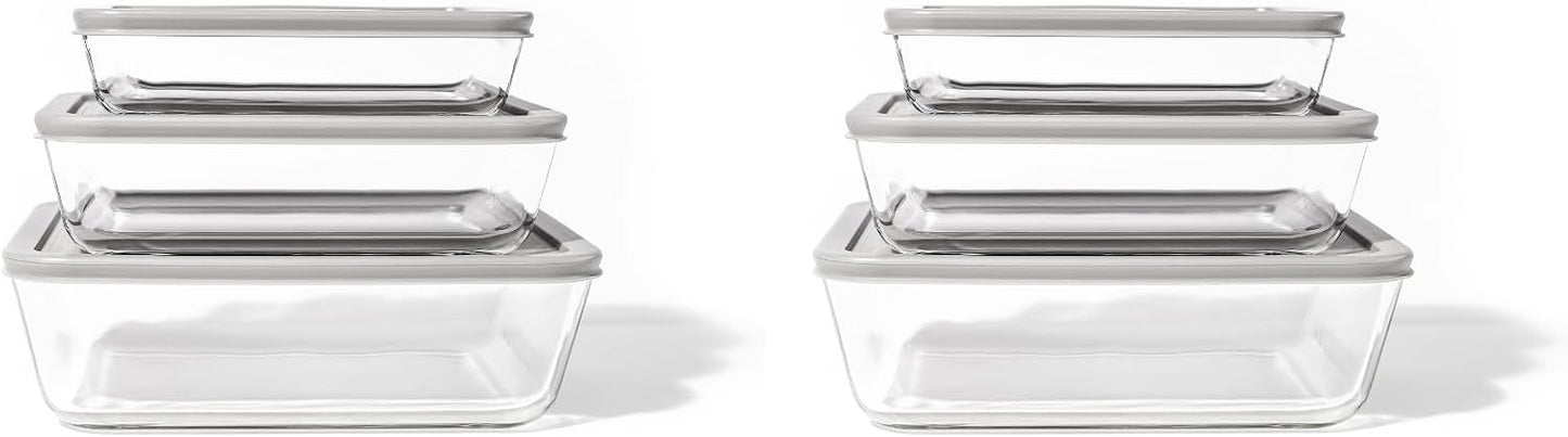 DURA LIVING 4-Piece Glass Food Storage Container (2 Containers + 2 Lids) | 6.55-Cup Rectangular, Leakproof | Microwave, Freezer, Oven & Dishwasher Safe | Ideal for Meal Prep & Pantry Organization