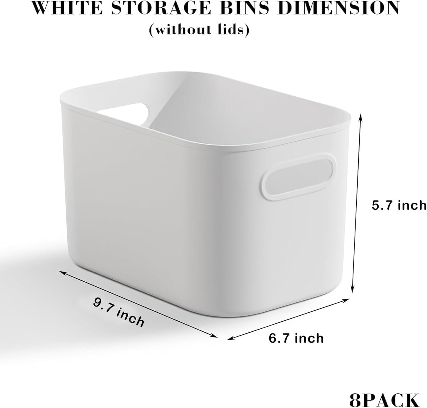 12 Pack Black Storage Bins for Shelves, Plastic Storage Containers for Organizing, Stackable Storage Boxes with Handle, Black Storage Bins for Classroom, Craft, Snacks, Cabinet, 9.7x6.7x5.7inch