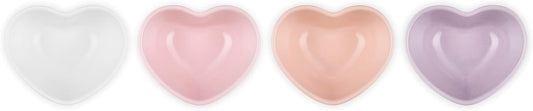 Le Creuset Stoneware Set Of 4 Mini Heart Pinch Bowl, Multi Color
