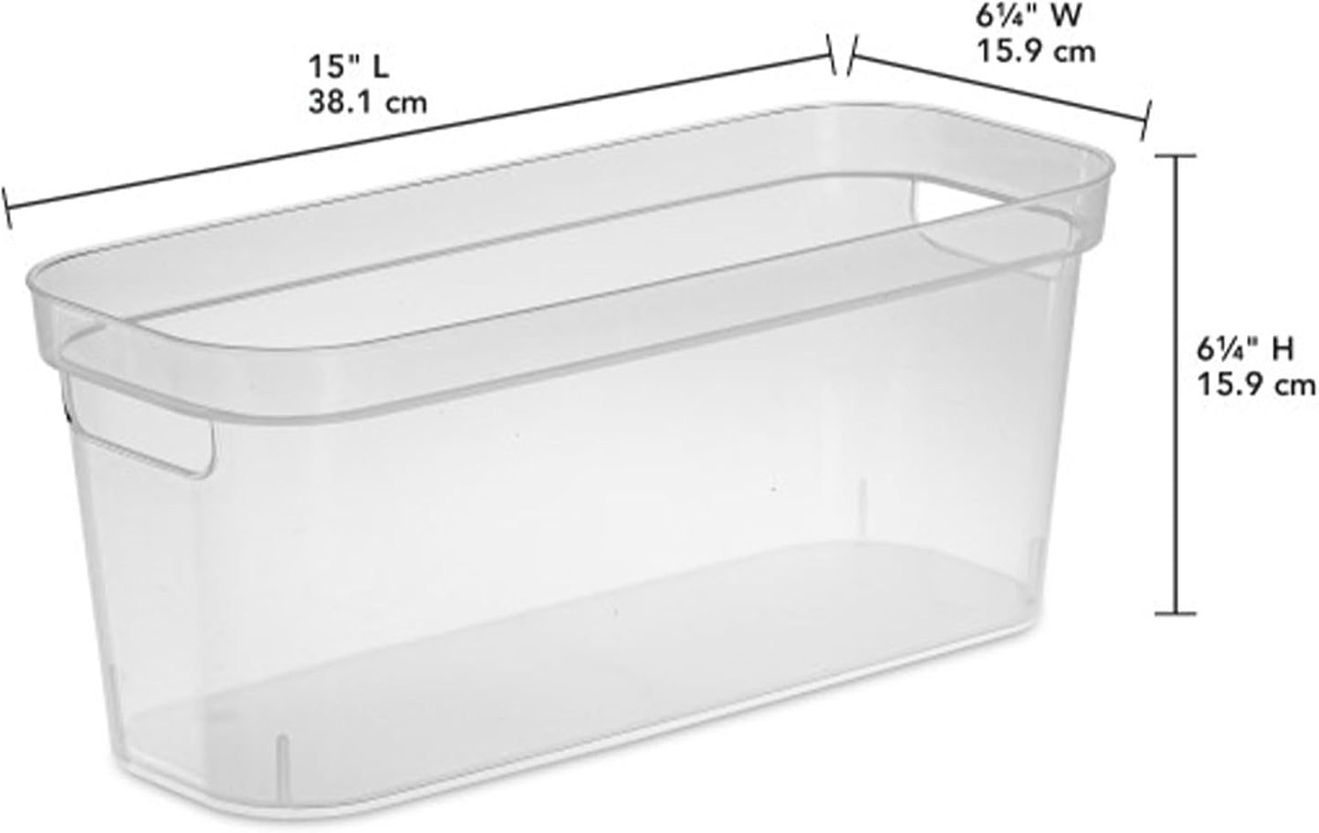 Sterilite 6.25x6.25x15 Inch Narrow Modern Storage Bin with Comfortable Carry Through Handles and Banded Rim for Household Organization, Clear (8 Pack)