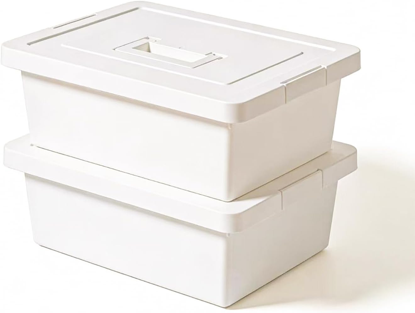 3 Extra Large Storage Bin with 4 Quiet 360° Swivel Casters - 55cm Heavy Duty Organizer with Snap-On Lid, Dust-Proof Moisture-Proof, Stackable Design for Living Room, Bedroom, Study
