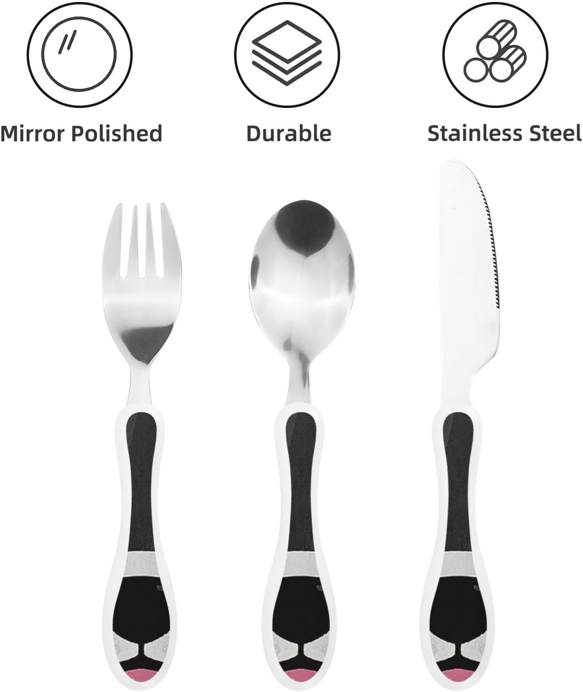 3-Piece Kids Silverware Set With Storage Case, Stainless Steel Reusable Children Safe Knife Spoon Fork Set Cute Puppy Children Flatware Set For Kids Lunch Box