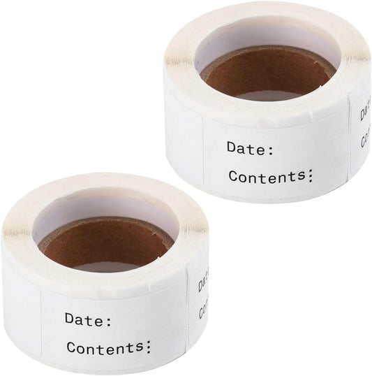 SHINEOFI 2 Rolls Kitchen Food Date Stickers English Record Label Practical Writable DIY Classified Index Paste for Food Storage and Organization Easy Peel Natural Paper Tags