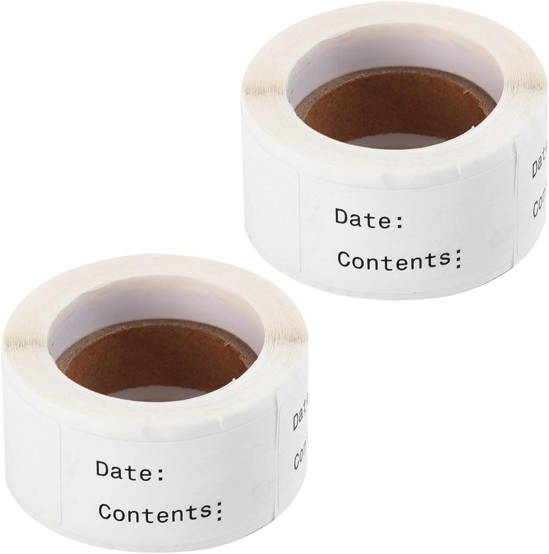 STOBAZA 2 Rolls English Record Date Stickers for Kitchen Food Labeling Natural Paper Material Stick DIY Index Labels for Smooth Surfaces Removable and Date Markers for Jars and Containers