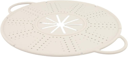 Silicone Spill Stopper Lid with Steam Vent and Double Handles, Heat Resistant Pot Cover for Cooking and Steaming, Dishwasher Safe Kitchen Gadget, 13.4 x 10.8 Inch, Black(white)