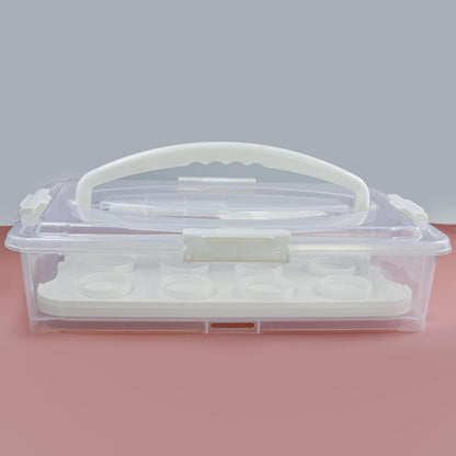 1Pack White Plastic Cake and Cupcake Carrier Holder, Large Portable Storage Container for Storing 12 Cupcakes or 1 Large Cake