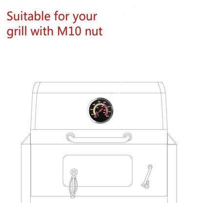GasSaf Lid Thermometer Temperature Gauge Replacement for Nexgrill, Grill master 720-0697, Charmglow 720-0234, Aussie, Brinkman, Members Mark and Other Gas Grill, Oval Stainless Steel Heat Indicator