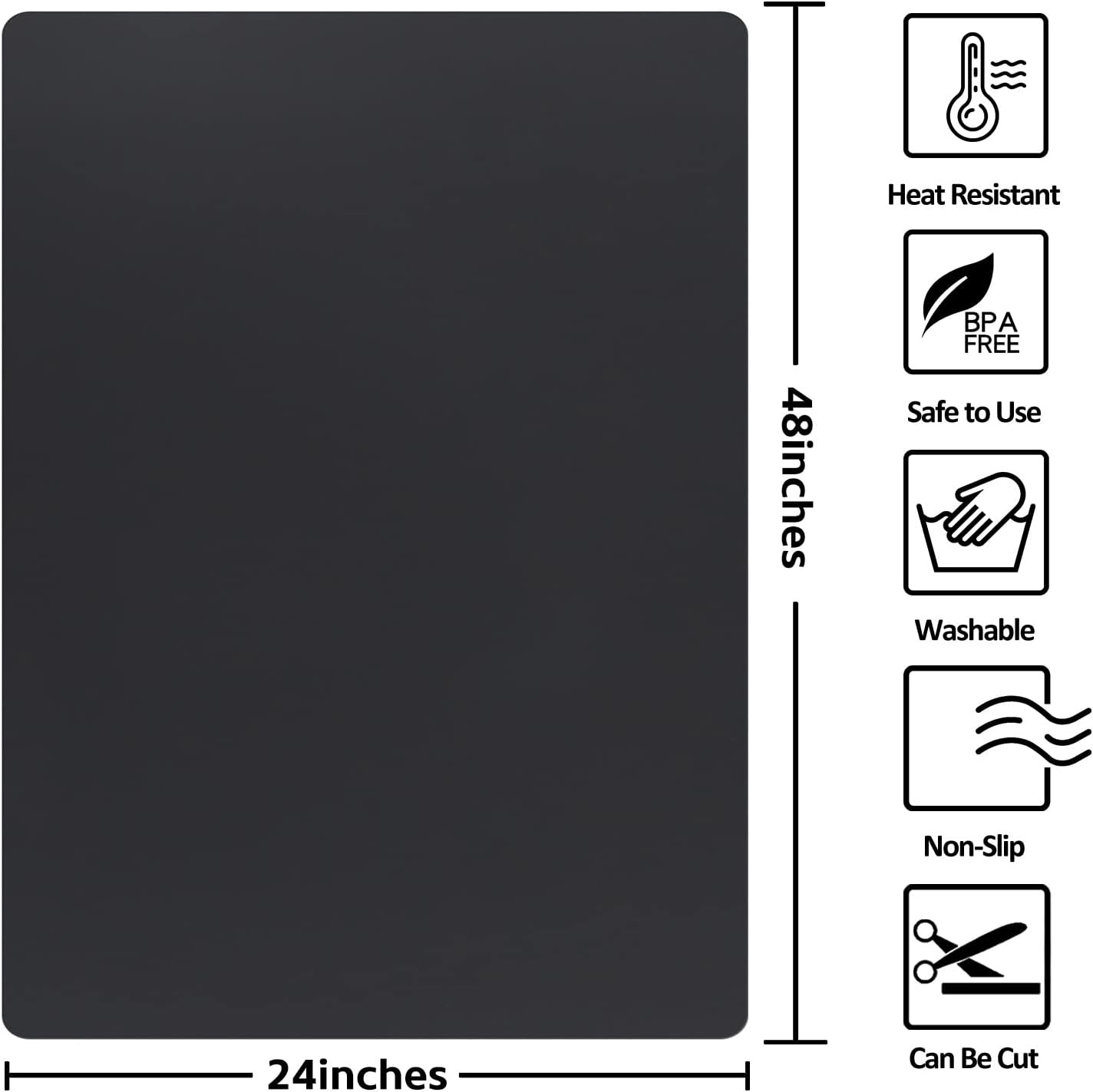 Silicone Mat Heat Resistant Mats for Countertop, Large Silicone Mats for Crafts Kitchen Counter Workbench Table protector, Size 36x24 inches Thick 2mm,Rolled Package,Light Blue