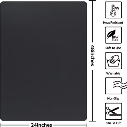 Silicone Mat Heat Resistant Mats for Countertop, Large Silicone Mats for Crafts Kitchen Counter Workbench Table protector, Size 36x24 inches Thick 2mm,Rolled Package,Light Blue