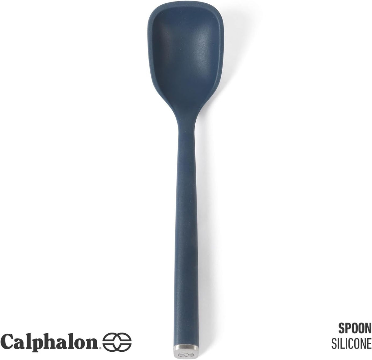 Calphalon Edge Silicone Spoon, Flexible Silicone Cooking Spoon with Reinforced Core, Heat-Resistant Nonstick-Safe Kitchen Spoon for Stirring, Mixing & Serving, Navy