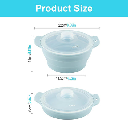 42oz Silicone Microwave Steamer, Collapsible Vegetable Steamer, Heat-Resistant Cooker with Steam Holes for Cooking Fresh & Frozen Vegetables Dumplings Steamed Buns