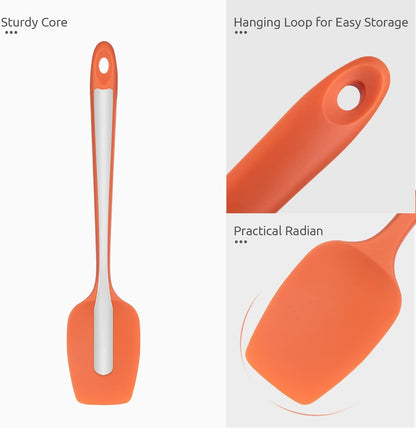 Heat Resistant Silicone Spatula Set: U-Taste 600ºF High Temp Seamless Food Grade Utensil, Flexible Rubber Silicon Kitchen Cooking Mixing Baking Scraper for Nonstick Cookware Set of 4 (Aqua Sky)