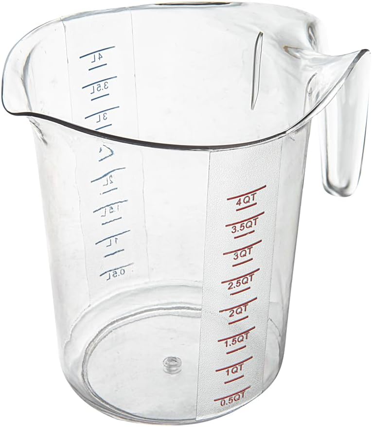 Restaurantware Plastic Measuring Cup - Chef 101 Measuring Jug with Dual Unit Markings, Dishwasher Safe - Clear Measuring Cup for Kitchen, Restaurants
