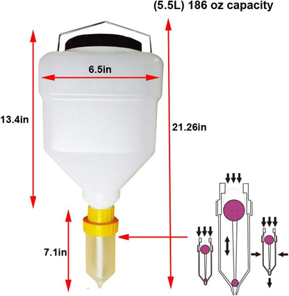 Large Capacity Condiment Dispenser for Restaurant and BBQ - Refillable Sauce Squeeze Bottle and Leak Proof Design for Mustard, Salad, Ketchup and More (round, 5.5 Liters)