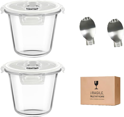 H.JSS WDJS 3Cup Round Glass Food Storage Containers with Airtight lids, 23oz Glass Meal Prep Containers, Heat-Resistant BPA-Free for Soup Leftover, Microwave, Dishwasher and Fridge Safe (white-4Pack)
