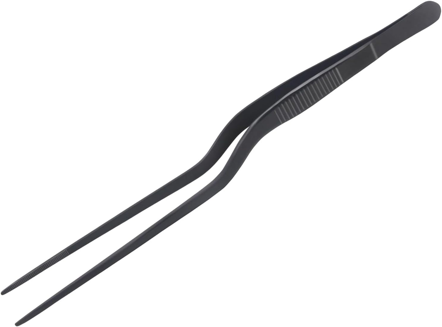 8-Inch Plating Tweezers Culinary Kitchen Tweezer Stainless Steel, Black Offset Tweezers for Cooking Food Design (8-Inch Offset Design)