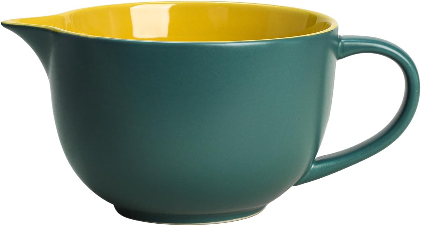 Gaolinci Simple Solid Color Kitchen Ceramic Mixing Bowl, 1 Quart Large Bowl, with Pouring Spout and Handle