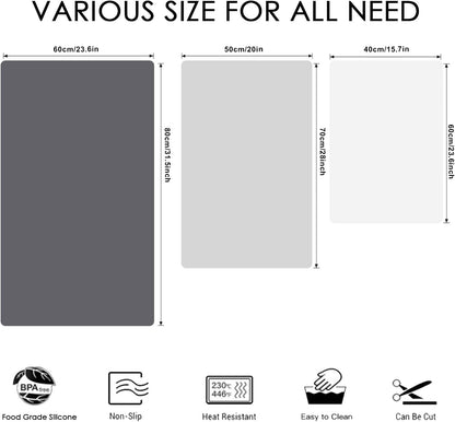 Extra Large Silicone Mat, 31.5x23.6 Inch Heat Resistant Mat for Kitchen Counter, Non Stick Silicone Baking Mat for Dough and Pastry, Thick Silicone placement Countertop Protector, Black countertop mat