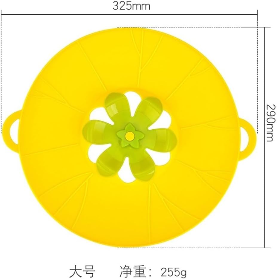 Silicone Boil Over Spill Safeguard - Food Grade Kitchen Stopper Lid For Pots And Pans - Eco-Friendly Silicone Cover In Grey And Yellow(Yellow,Small)