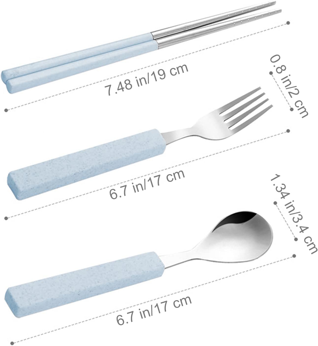 VANRA 3-Piece Children Utensils Set 18/10 Stainless Steel Child Flatware Set Silverware Knife Spoon Fork Set with Travel Case for Kids Lunch Box