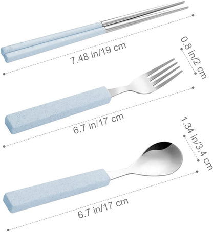 VANRA 3-Piece Children Utensils Set 18/10 Stainless Steel Child Flatware Set Silverware Knife Spoon Fork Set with Travel Case for Kids Lunch Box
