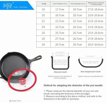 HR Huare Technology Vented Tempered Glass Cookware Lid Red 1 Pack