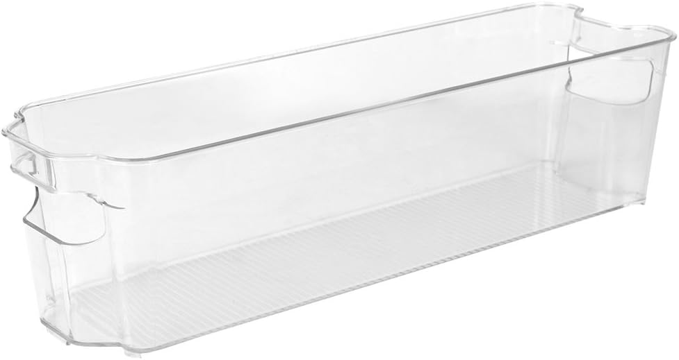 Home Basics Clear Plastic Storage Fridge Bin with Handles (Small)