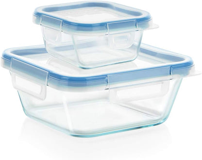 Snapware Glass Total Solutions (12-Pack) Food Storage Containers Set, (1, 2 & 4 Cup), Airtight & Leakproof Plastic Locking BPA-Free Lids, Freezer Dishwasher Microwave Safe
