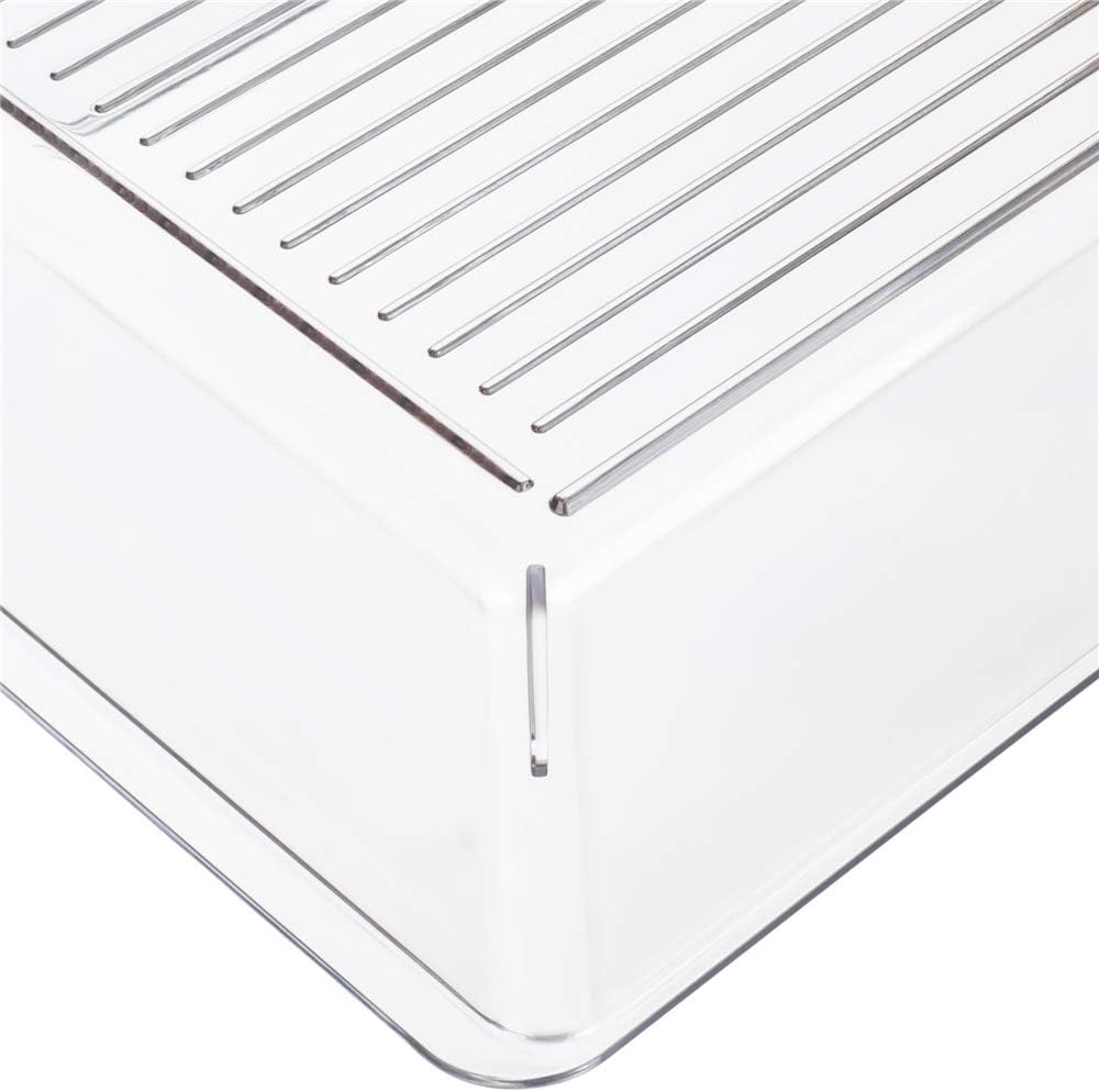 Slideep Kitchen Freezer Food Storage Bin, Plastic Refrigerator Organizer Fridge Storage Containers for Fruit, Yogurt, Snacks, Pasta 11'' 2 Pack