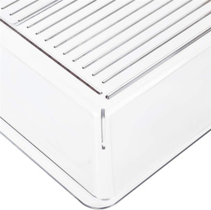 Slideep Kitchen Freezer Food Storage Bin, Plastic Refrigerator Organizer Fridge Storage Containers for Fruit, Yogurt, Snacks, Pasta 11'' 2 Pack