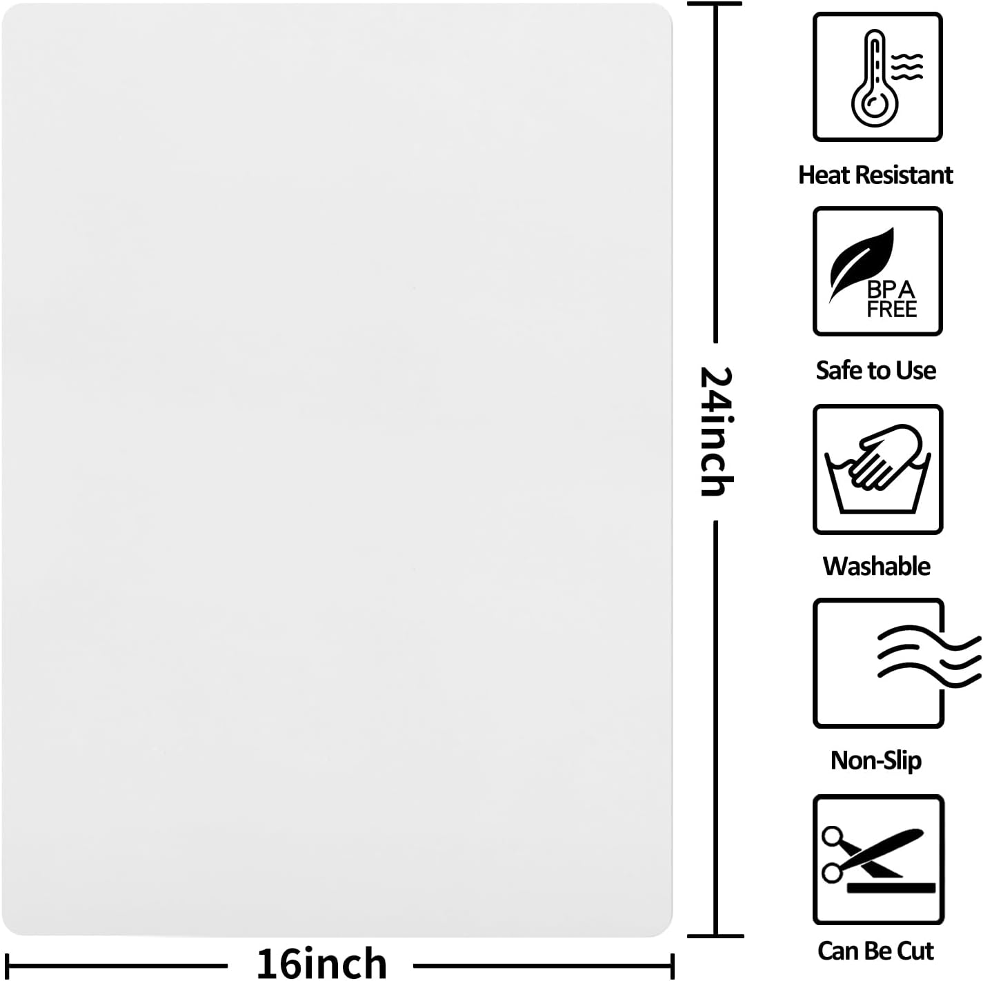 Silicone Mat Heat Resistant Mats for Countertop, Large Silicone Mats for Crafts Kitchen Counter Workbench Table protector, Size 36x24 inches Thick 2mm,Rolled Package,Light Blue