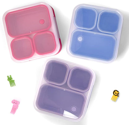 Genteen Bento Box for Kids, Kids Lunch Box with 3 Removable Compartments, Toddler Baby Lunch Box for Daycare, School, Leak-proof Lunch Snack Portion Container, Ideal Portion Size for Ages 3 to 7- Blue