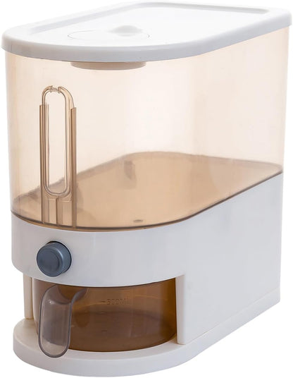 Gagee 11 Lbs Rice Dispenser, Clear | Grain Container Storage, With Lid, Measuring Cylinder, Moisture Proof, Household Cereal Dispenser Bucket