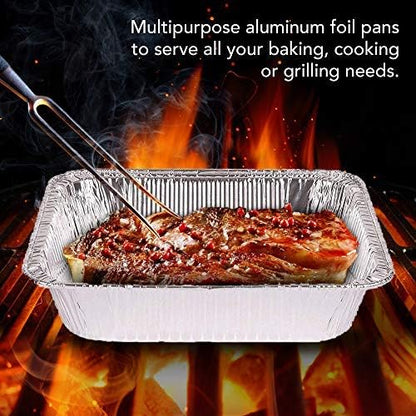 Stock Your Home 9x13 Aluminum Trays with Lids (10 Pack) – Disposable Half Size Deep Pans for Cooking, Storage, BBQ, Grilling, Catering