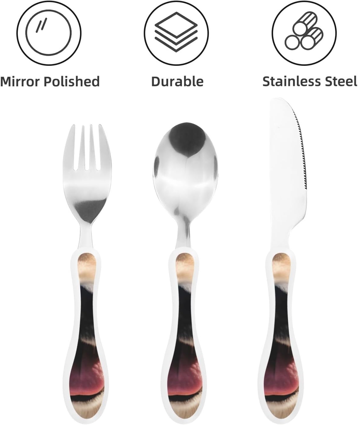 3-Piece Kids Silverware Set With Storage Case, Stainless Steel Reusable Children Safe Knife Spoon Fork Set Beach House Children Flatware Set For Kids Lunch Box